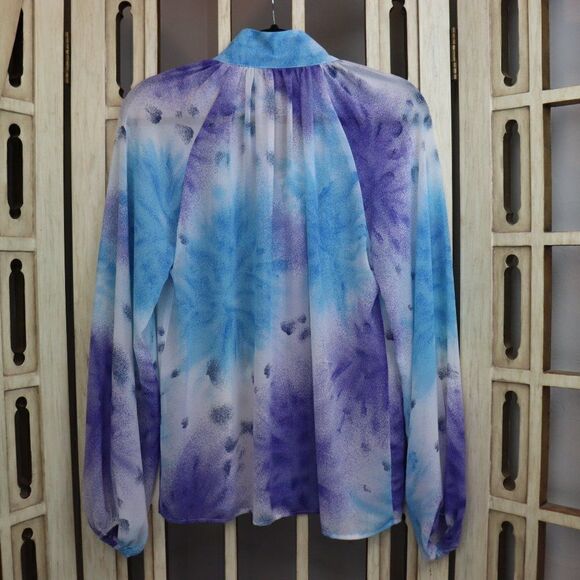Shein Lightweight Tie Dye High Neck Button Down Blouse [size small] - Picture 2 of 8